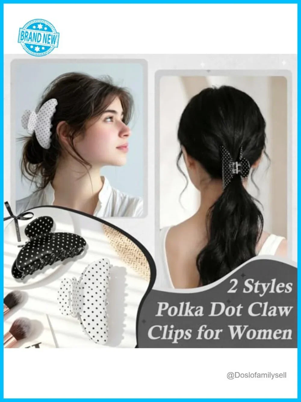 28 Piece Polka Dot Hair Accessory Set with Headbands, Claw Clips, Scrunchie